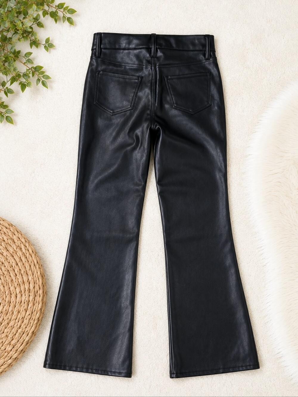 GOOD AMERICAN Faux Leather Thigh Cut-Out Straight Leg Pants – 8/29 - Picture 3 of 4